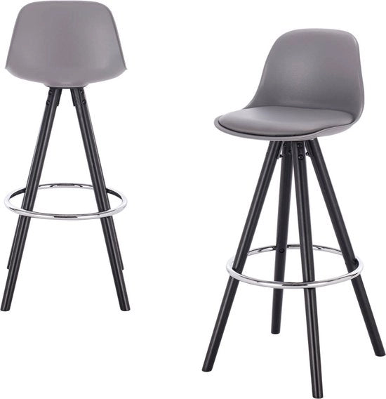Barstolo Alto Messi - Altezza del sedile 75cm - Grigio - Set di 1 - Cucina - Sedili da bar - Con schienale - Pelle in materiali sintetici - Cornice nera