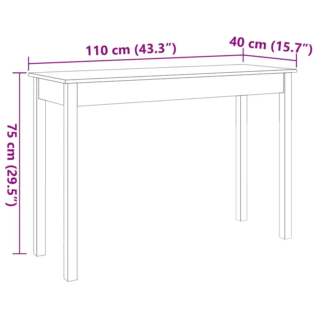 Tavolo Consolle Marrone Cera 110x40x75cm Legno Massello di Pino