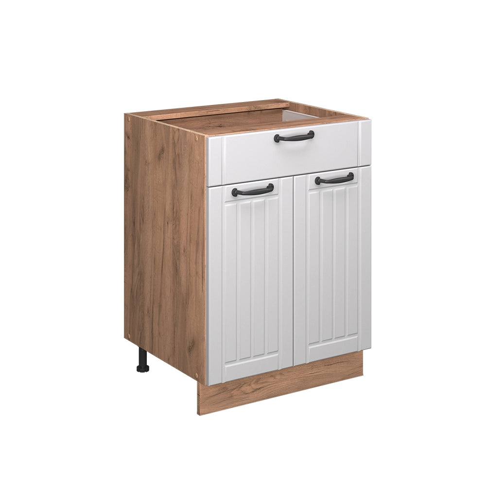 Vicco Mobiletto base per cucina Bianco casa di campagna 60 cm con cassetto, senza piano di lavoro