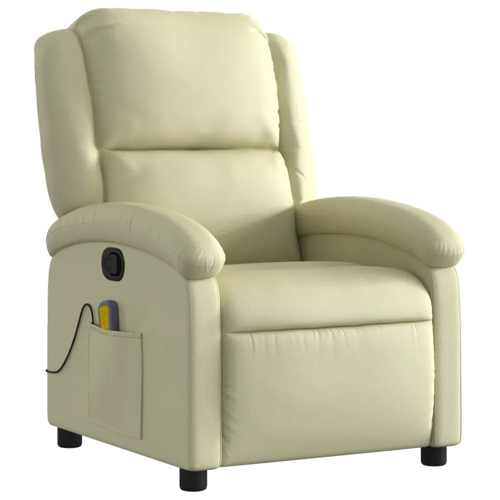 Divano Sedia-Poltrona reclinabile massaggiante in Vera Pelle Crema 567782