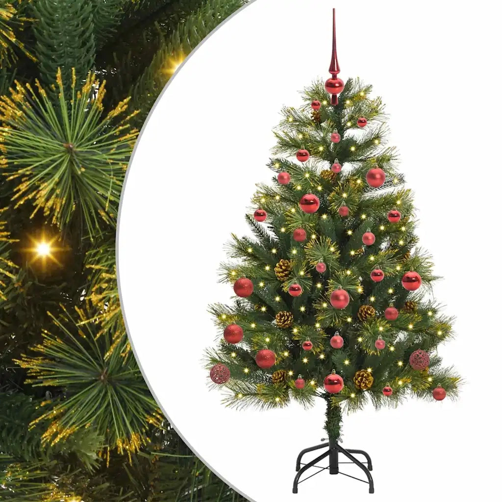 Albero di Natale | Decorazioni natalizie artificiale pieghevole con coni Verde 150 cm
