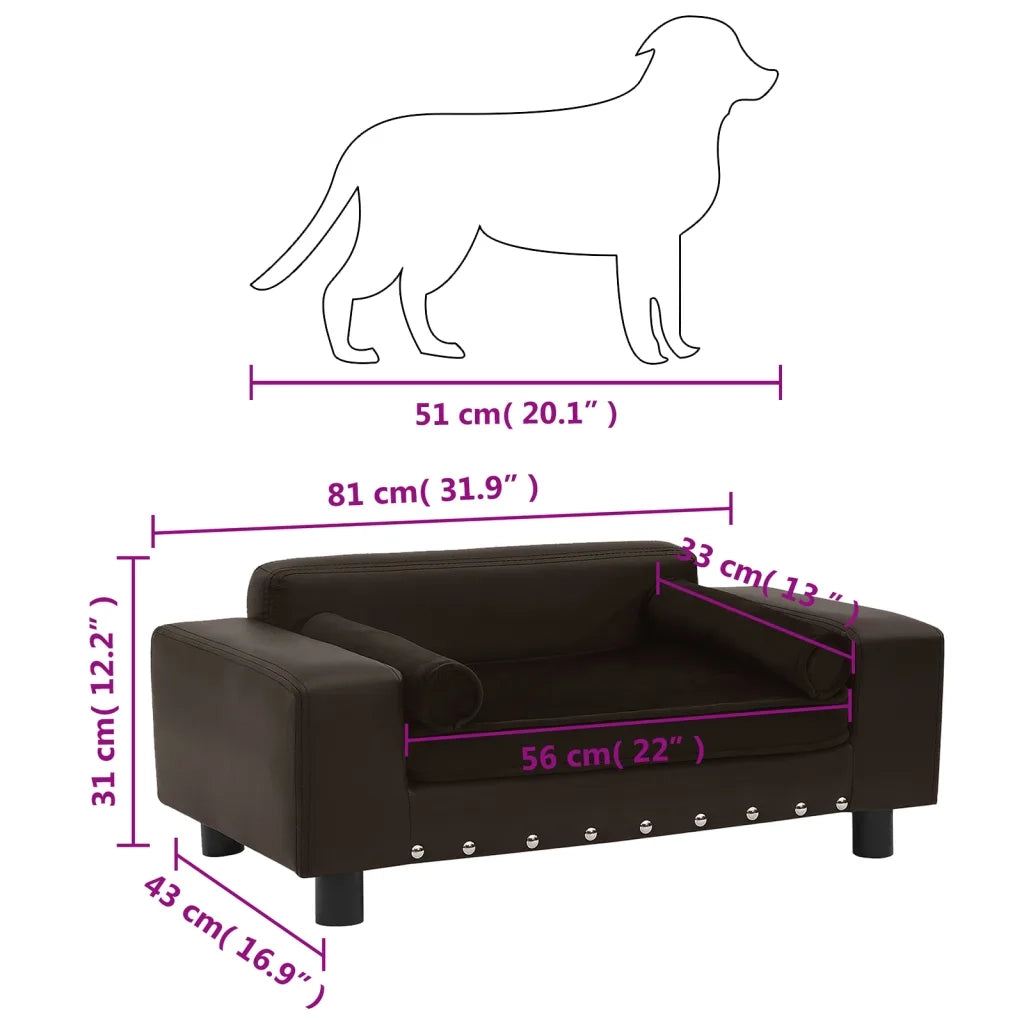 Divano per Cani Marrone 81x43x31 cm in Peluche e Similpelle CFW8658514