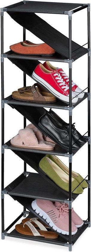 Scatola per scarpe sottile con cassetti inclinati per 10 paia - Dimensioni: 121x38x30cm, colore grigio-nero