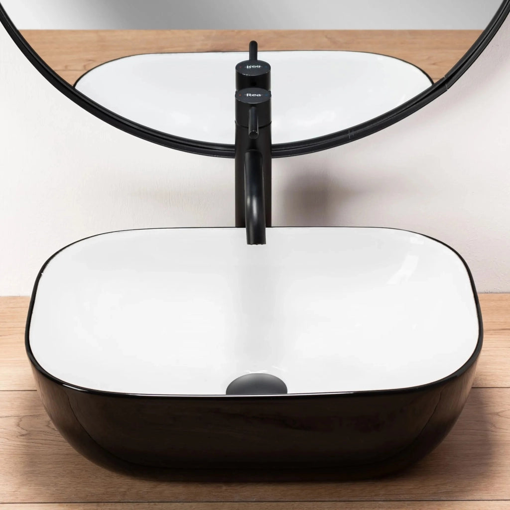 Lavabo Da Appoggio Rea Belinda White Black