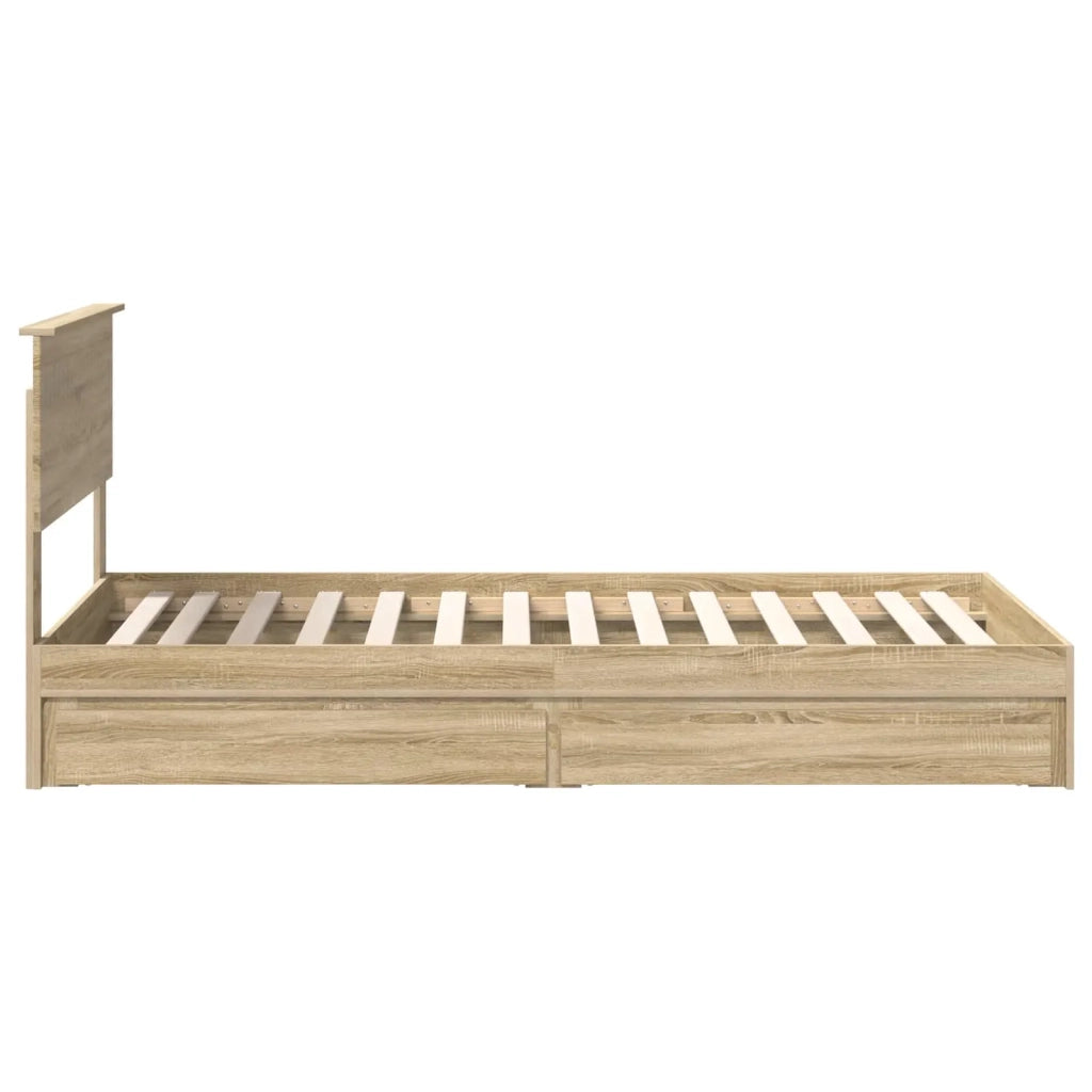 Letto con Contenitore con testiera Rovere Sonoma 100 x 200 cm