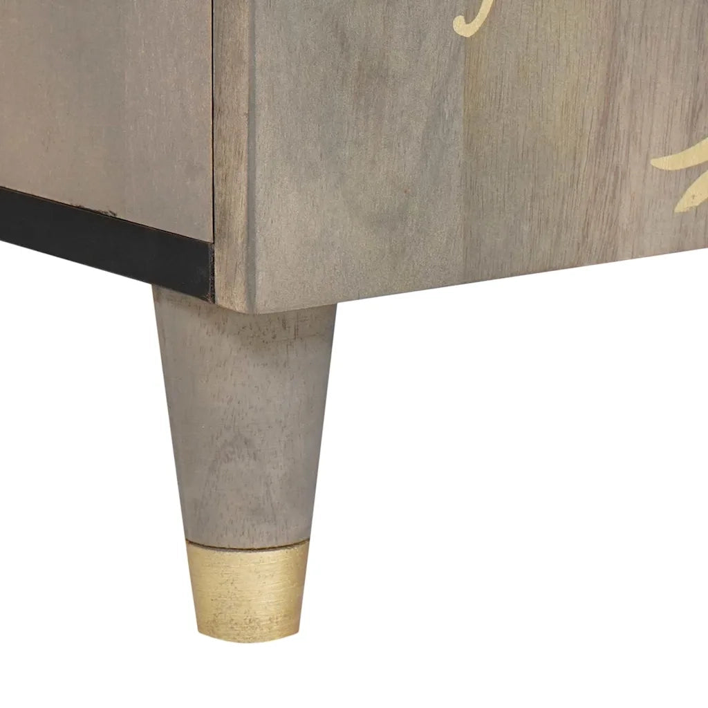 Mobile TV Grigio 105 x 33 x 46 cm Legno di mango massello 4018786