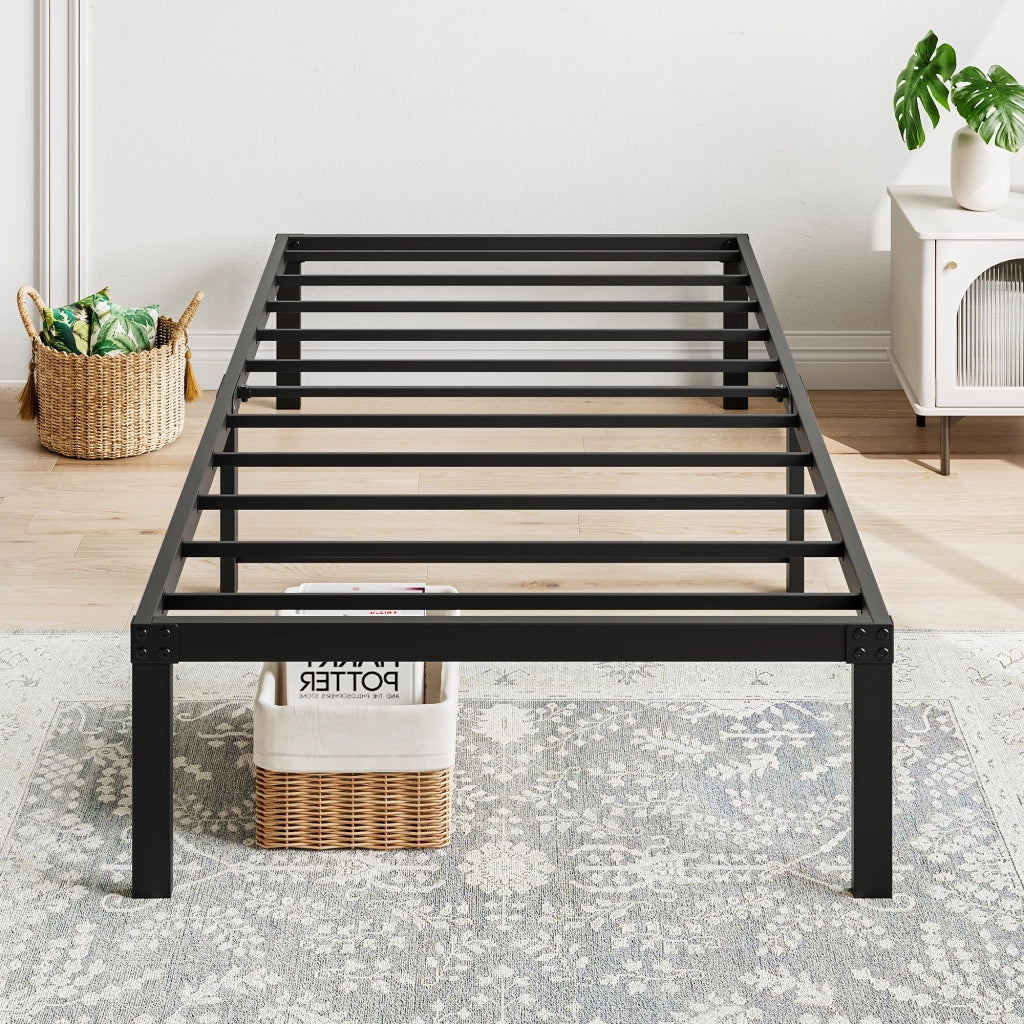 Struttura letto 90x200 cm in metallo, piattaforma robusta, silenziosa, montaggio facile, nero