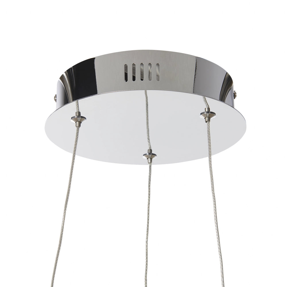 Moderna Lampada a Sospensione Illuminazione LED Integrata Anello Rotondo ø 40 cm Argento