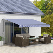 TENDA DA SOLE 396x300 cm Blu in poliestere con manovella
