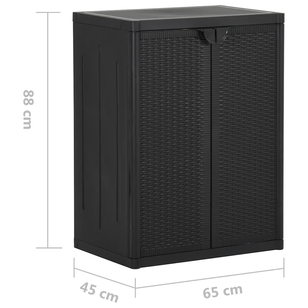 Mobile contenitore multiuso con 2 ripiani 65 x 45 x 88 cm PP nero 02_0046120
