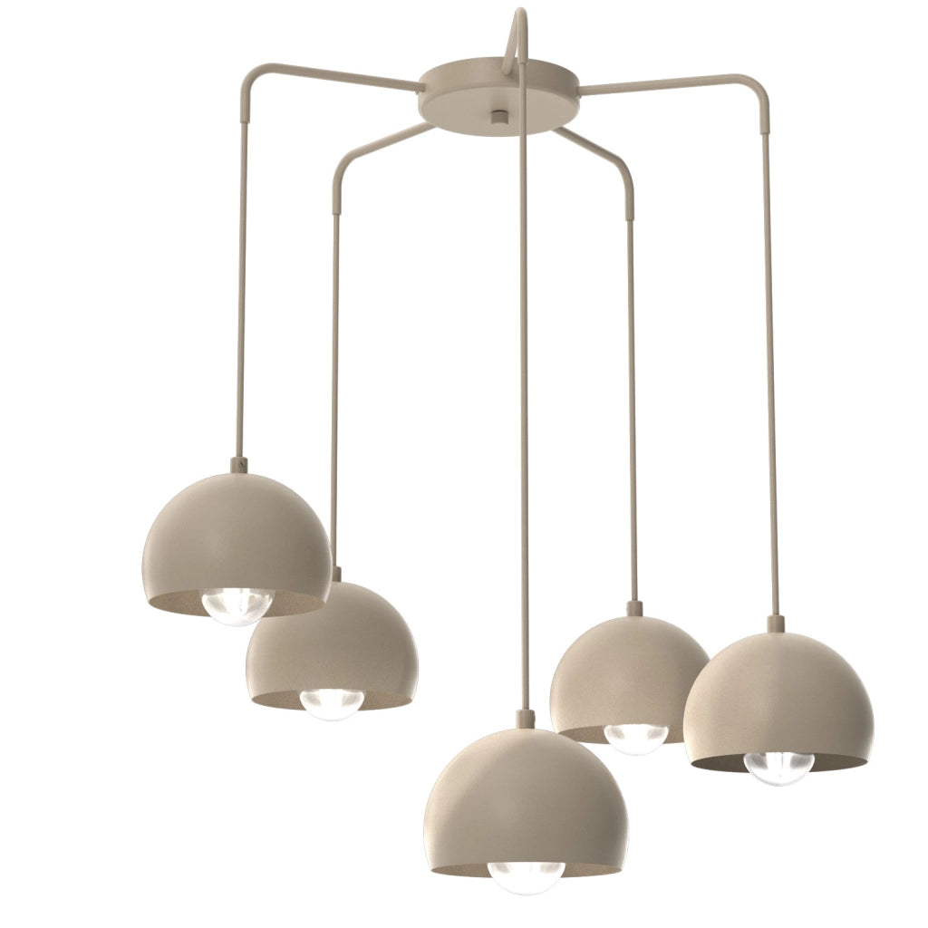 Lampada sospesa moderna Sool beige 5xE27 acciaio Luminex
