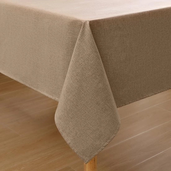 Tavolo con effetto loto in lino 140 x 200 cm, impermeabile, con protezione contro macchie, colore chiara Sabbia