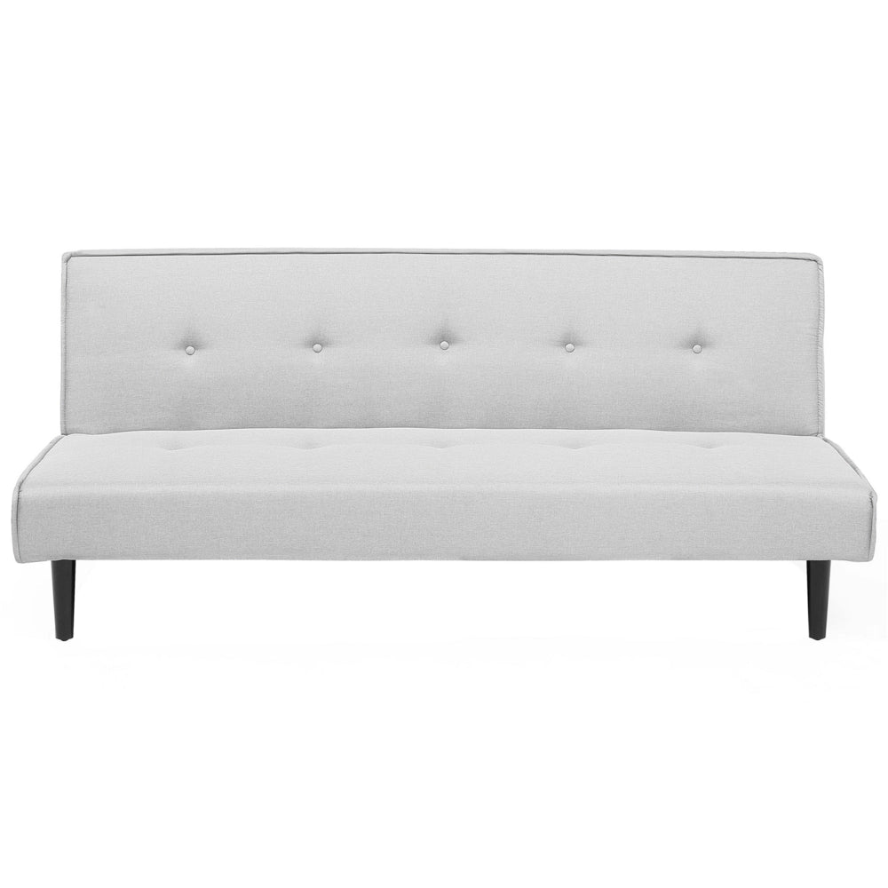 Divano Letto Grigio Chiaro 3 Posti Seduta Con Bottoni Click Clack