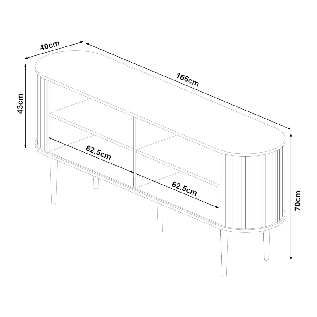Credenza cassettiera mobile contenitore per soggiorno ingresso camera da letto 166 x 40 x 70 cm effetto noce 03_0009035