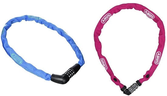 Catena di sicurezza in acciaio Steel-O-Chain 5805C - catena di sicurezza numerata in acciaio - livello di sicurezza ABUS 4 - 75 cm - Blu & catena di sicurezza numerata 1200 Web - in acciaio speciale - livello di sicurezza ABUS 2 - 60 cm - Koraal
