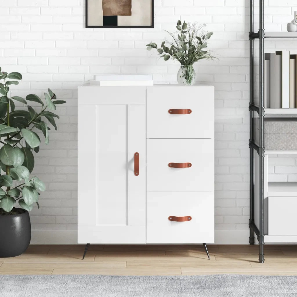 Credenza 69,5x34x90 cm in Legno Multistrato Bianco Lucidocod mxl 103434