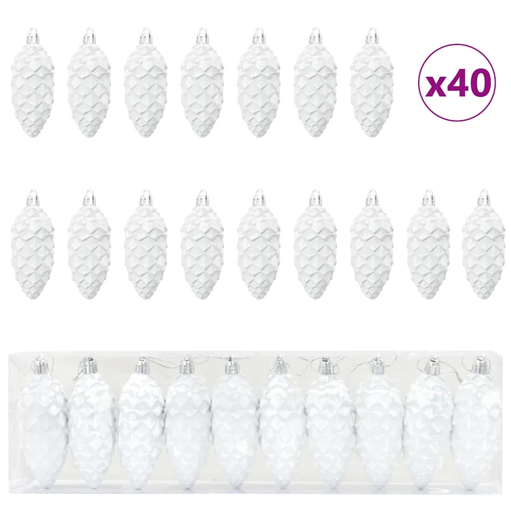 Palla di pino di Natale 40 pz Bianco Plastica CFW1685119