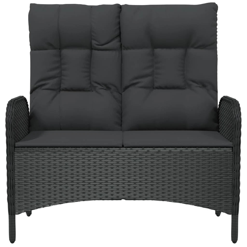 Panca da giardino mobili da esterno per patio panca reclinabile da terrazza con cuscini 107 x 62,5 x 109 cm polyrattan nero 02_0011736