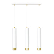 Lampadario 3 Luci Brunilde In Acciaio Bianco E Tubolari In Bianco E Oro