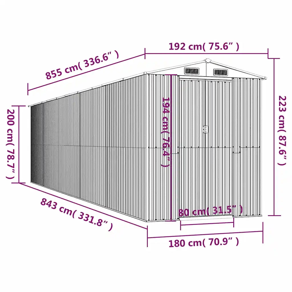 Capanno da Giardino Verde 192x855x223 cm Acciaio Zincato cod mxl 65882