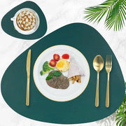 Set di placchette da tavola in pelle triangolare ovale - Set di 2 placchette e placchette lavabili per la sala da pranzo