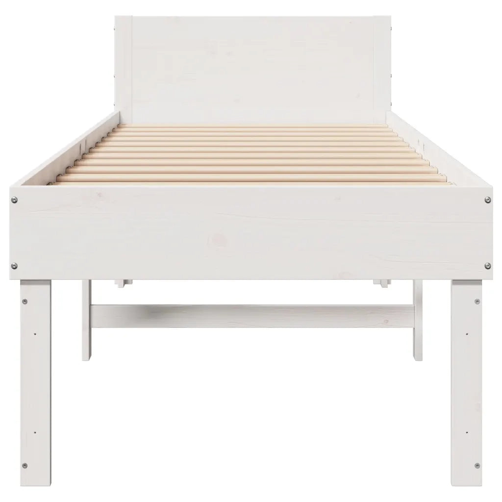 Letto senza Materasso Bianco 90x190 cm in Legno Massello Pino 855742