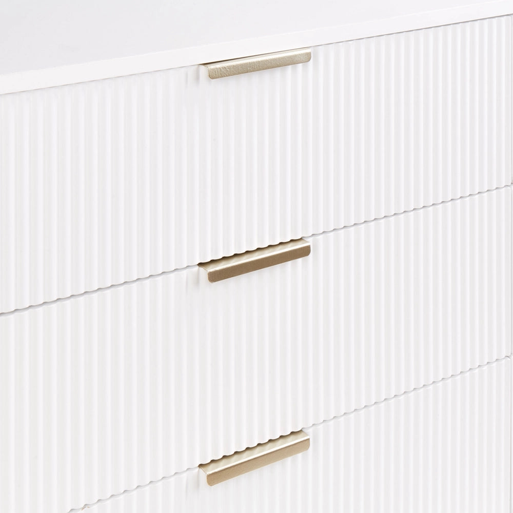 Cassettiera in MDF bianco 2 cassetti Gambe in metallo e maniglie stile classico