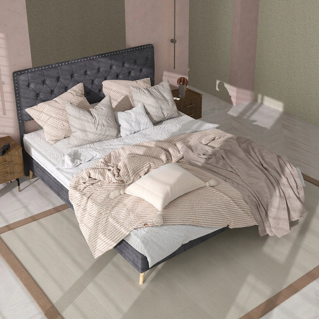 Letto minimalista - Xylo - 140x200 - Grigio - Senza materasso
