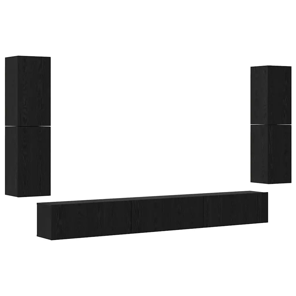 vidaXL Set mobile TV 5 pcs Rovere nero Legno multistrato