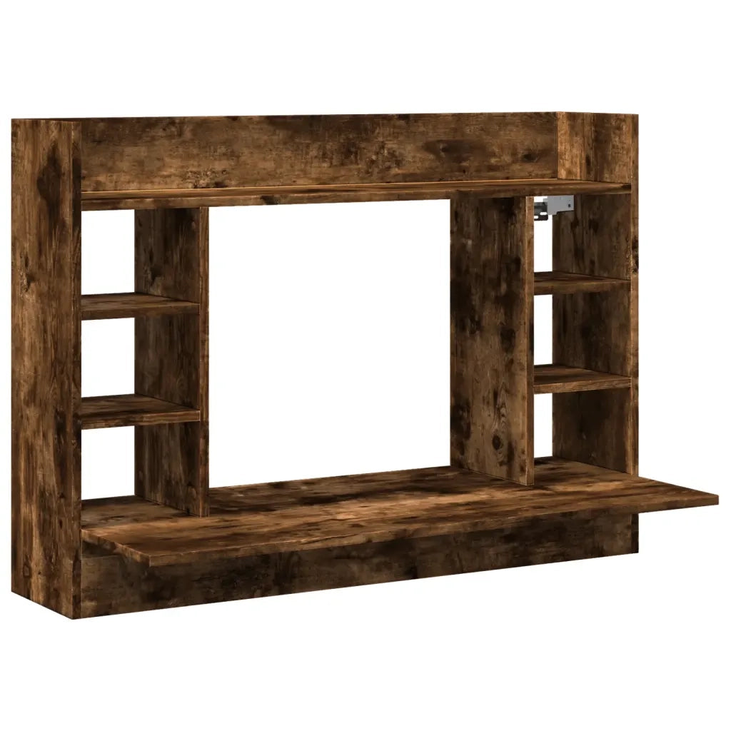 Scrivania | Tavolo da Ufficio a Parete Rovere Fumo 105x48x75cm Legno Multistrato