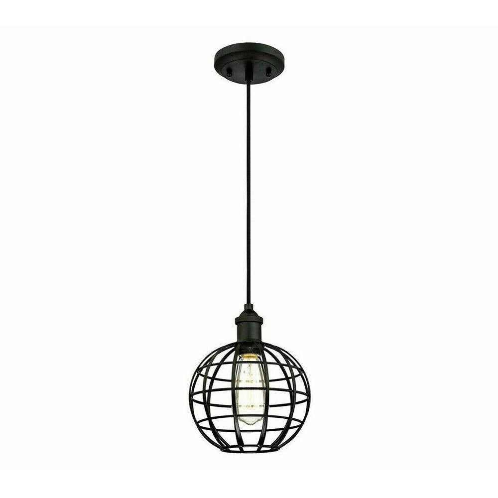 Trade Shop - Lampadario Gabbia In Metallo Industriale Retro E27 Pendente Vintage Ty004 -