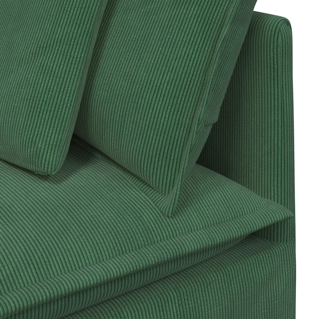 Divano Modulare con Poggiapiedi e Cuscini Verde Scuro
