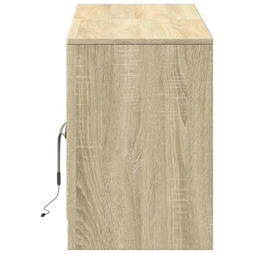 Mobile TV multimediale mensola TV credenza mobile TV sala da pranzo soggiorno camera da letto con illuminazione a LED rovere Sonoma 139,5 x 34 x 50 cm legno ingegnerizzato marrone 02_0026485