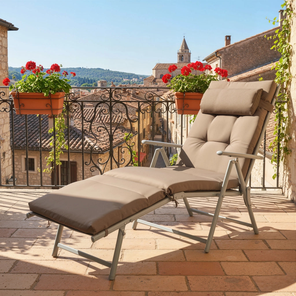 Sedia a dondolo pieghevole da giardino ¨C zephmum ¨C marrone 137x63,5x100,5 cm