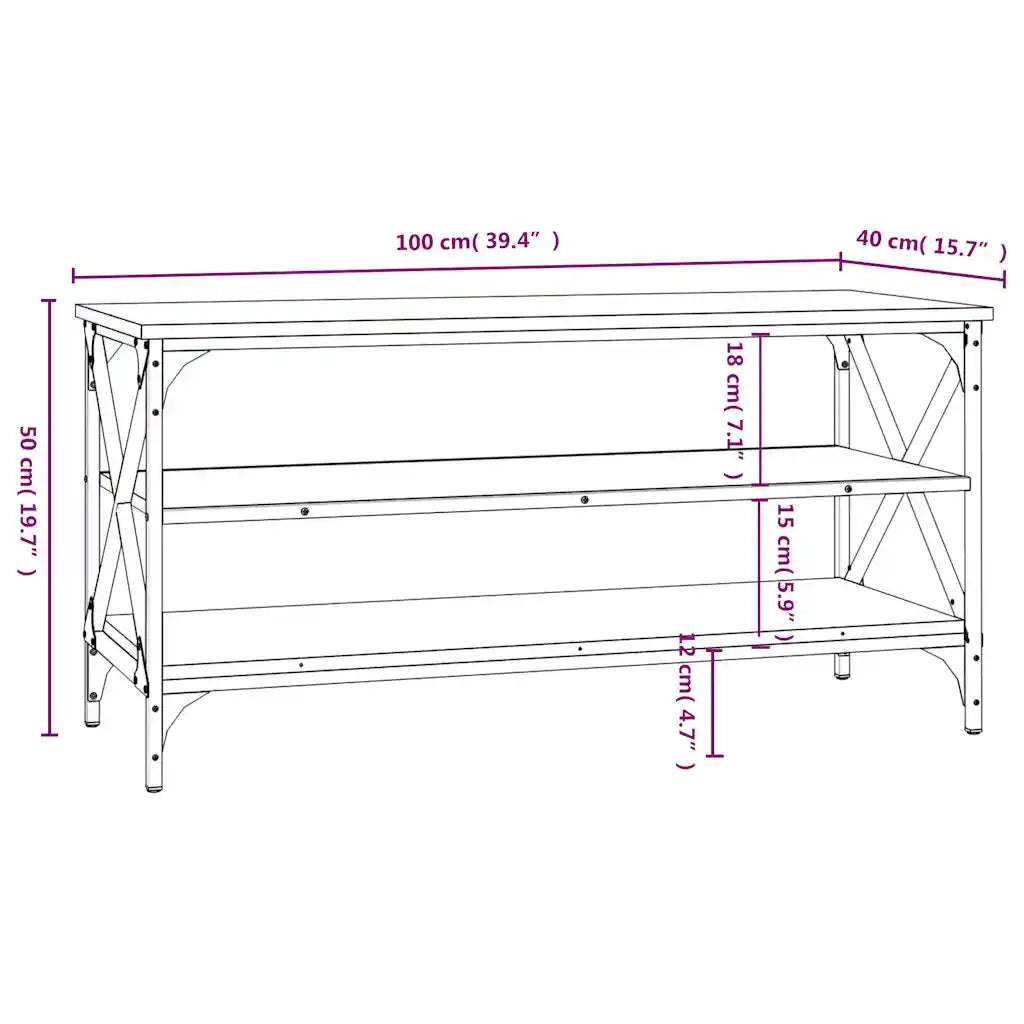Mobile TV Rovere Fumo 100x40x50 cm in Legno Multistrato 825794