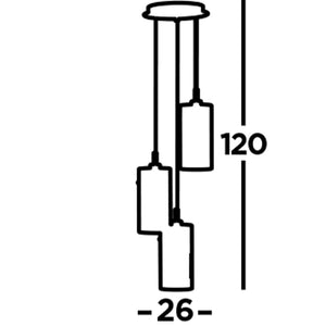Lampadario Contemporaneo Duo 2 Acciaio Cromo Vetro Argento 3 Luci E14