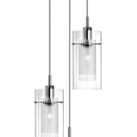 Lampadario Contemporaneo Duo 1 Acciaio Argento Vetro Cromo 3 Luci E14