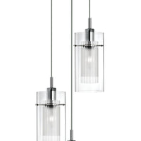 Lampadario Contemporaneo Duo 1 Acciaio Argento Vetro Cromo 3 Luci E14