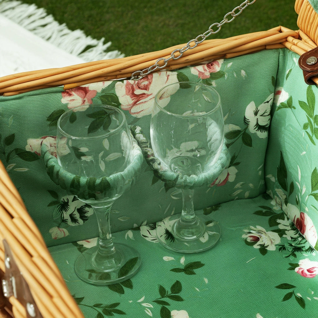 Set da Picnic in Vimini per 2 Persone con Piatti e Posate ¨C Zephmum ¨C Marrone 40x30x20 cm