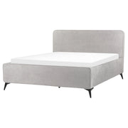 Letto Grigio Chiaro in tessuto Gambe in metallo nero 160 x 200 cm a doghe Camera da letto Classica Minimalista
