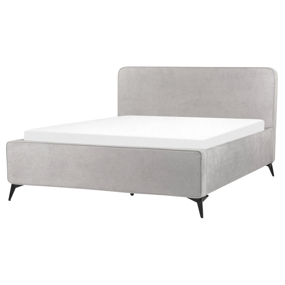 Letto Grigio Chiaro in tessuto Gambe in metallo nero 160 x 200 cm a doghe Camera da letto Classica Minimalista