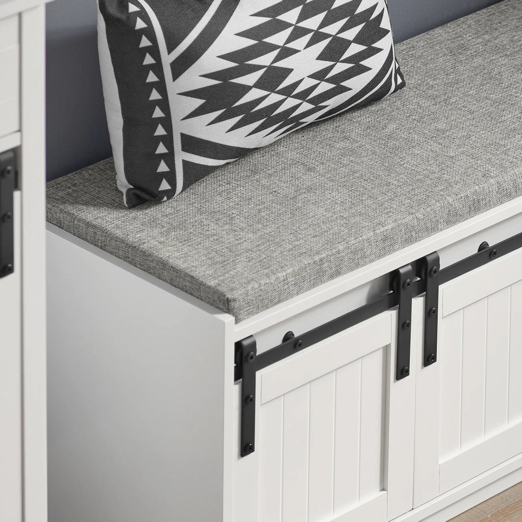 Scarpiera con seduta Panca con vano contenitore scarpiera con ante scorrevoli 120x35x45cm FSR133-W SoBuy