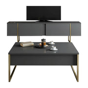 Mornasco, set Mobili da Soggiorno Modulabile, Nero Antracite