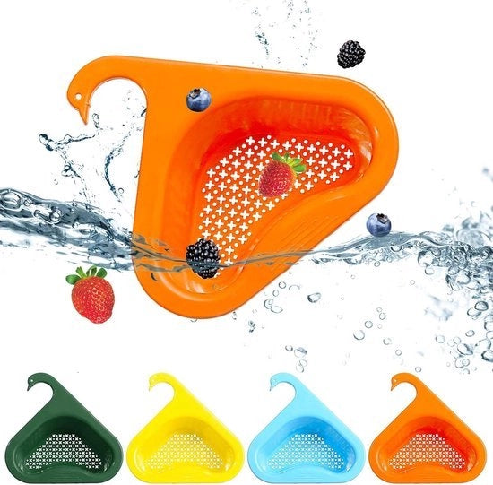 Filtro per lavandino - Triangolare - Organizzatore per lavandino - Trappola per l'acqua - Adatto per verdure e frutta - Set per il tè - 4 colori Filtro per lavandino