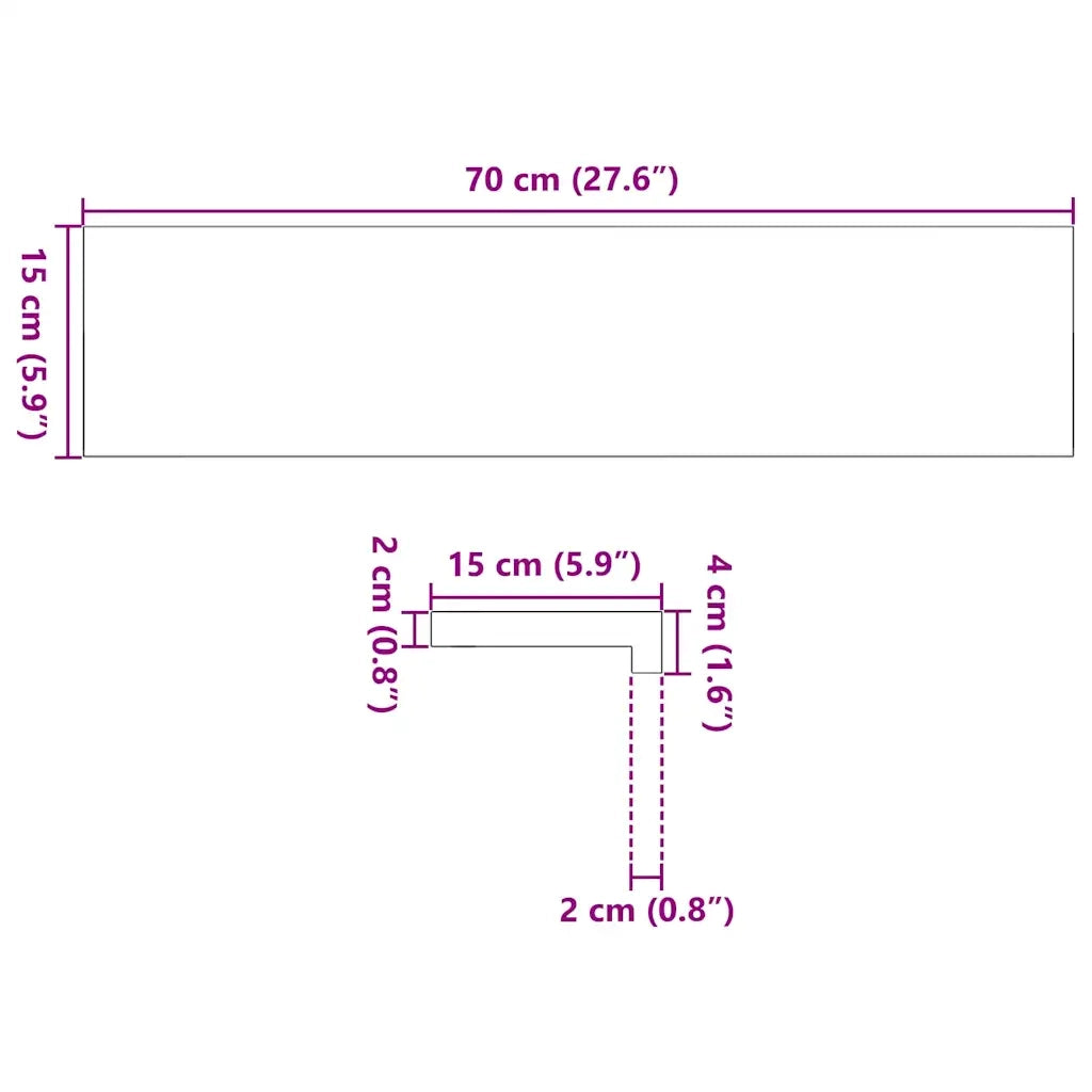Davanzali 2 pz Non Trattati 70x15x2 cm Legno Massello di Rovere 4009085
