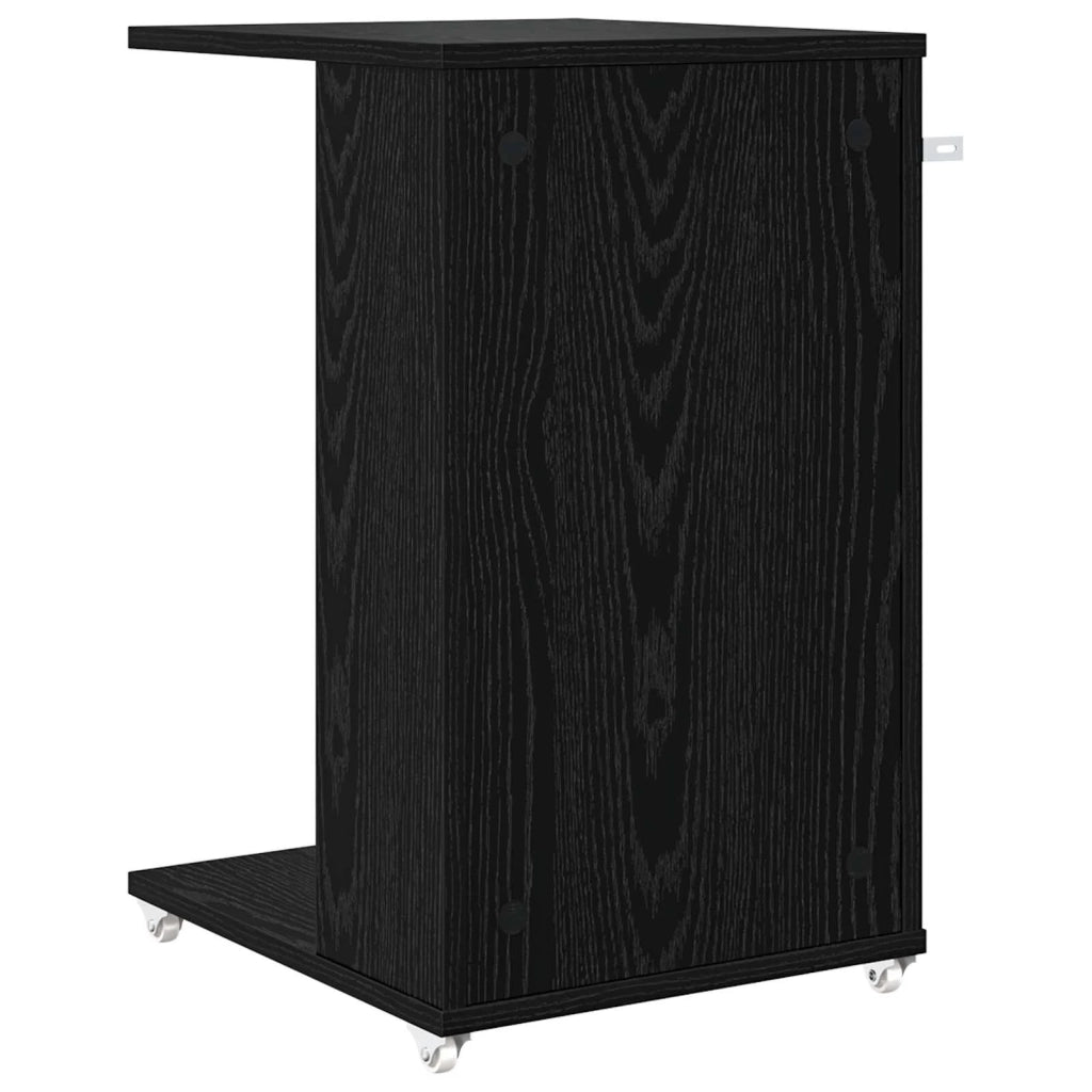 Tavolo laterale con ruota Rovere Nero 40 x 35 x 60 cm 8000373