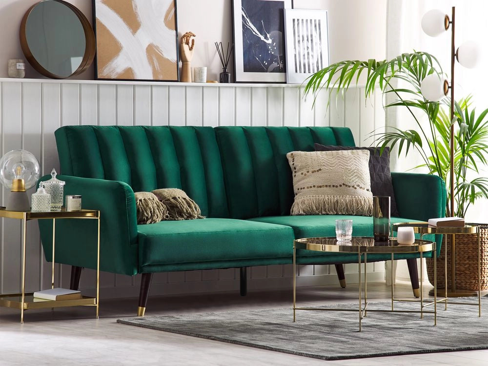 Divano Letto Verde Letto Trasformabile In Velluto Tappezzeria Elegante Glam Moderno Soggiorno Camera Da Letto