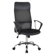 Sedia Ergonomica da Ufficio Girevole e Dondolo con Ruote, Altezza Regolabile e Schienale a Rete, 63x65x109-119 cm, Nero