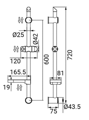 Saliscendi universale attacchi regolabili
