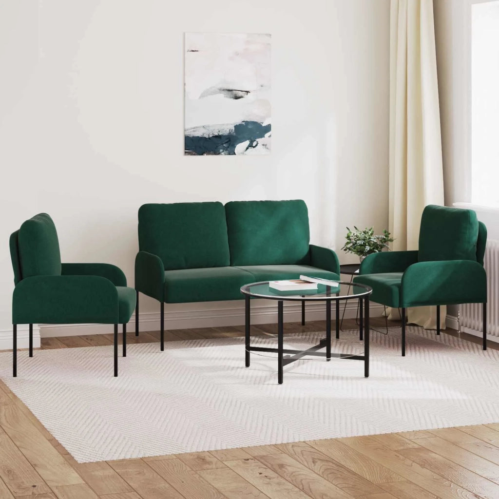 Set divani 3 pcs Verde Scuro 115 x 56 x 80 cm Legno compensato
